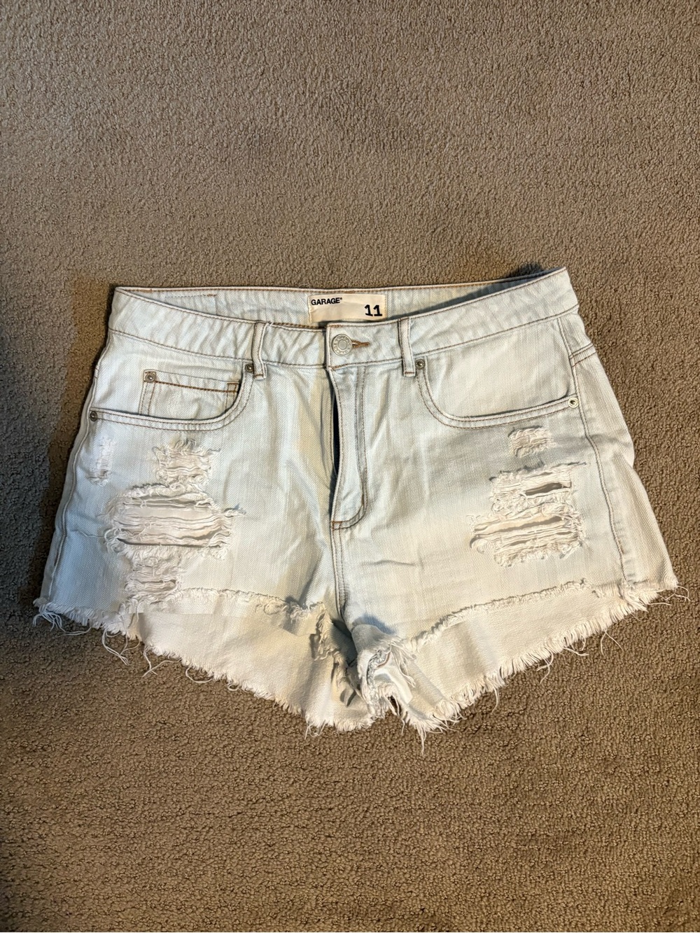 Garage Light Wash Distressed Denim Shorts